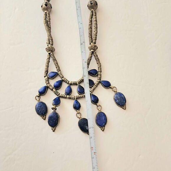 Rare Afghan Lapis lazuli Tibetan silver bib necklace - Picture 14 of 14